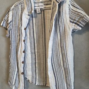 Cotton On Kids Striped Button-Down Shirt - Blue and White